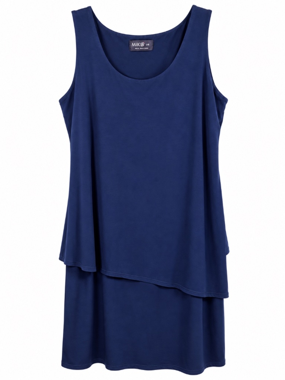 Miik Kally Double-Layer Asymmetrical Dress Navy L/G Made in Canada